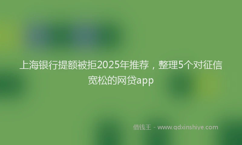 上海银行提额被拒2025年推荐，整理5个对征信宽松的网贷app