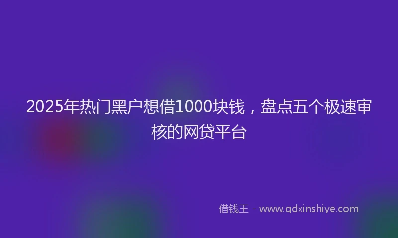2025年热门黑户想借1000块钱，盘点五个极速审核的网贷平台