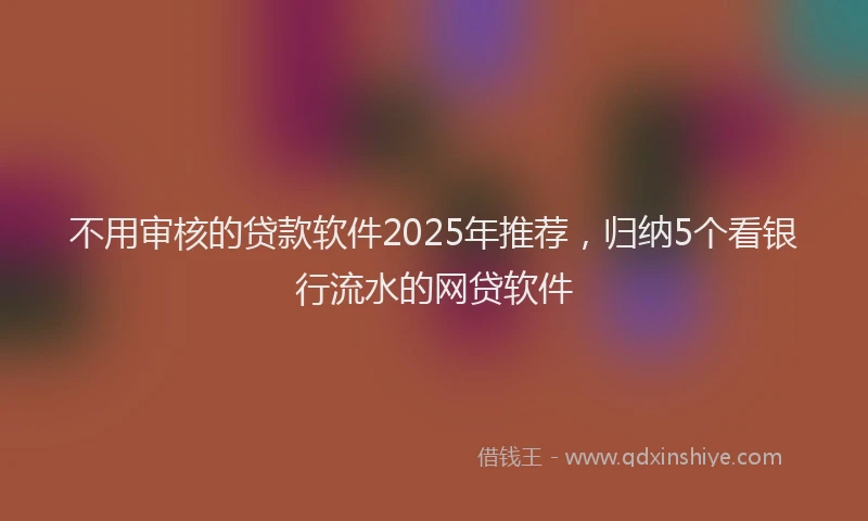 不用审核的贷款软件2025年推荐，归纳5个看银行流水的网贷软件