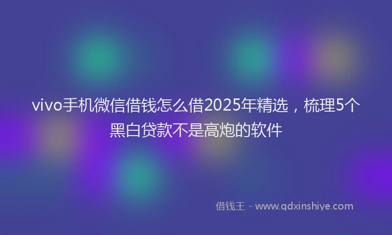 vivo手机微信借钱怎么借2025年精选，梳理5个黑白贷款不是高炮的软件