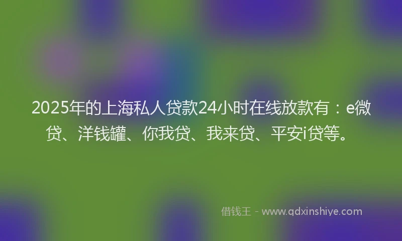 2025年的上海私人贷款24小时在线放款有：e微贷、洋钱罐、你我贷、我来贷、平安i贷等。