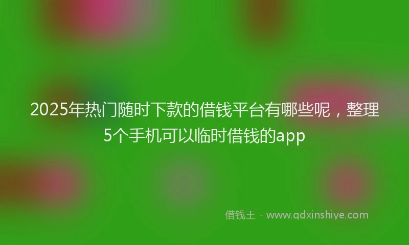 2025年热门随时下款的借钱平台有哪些呢，整理5个手机可以临时借钱的app
