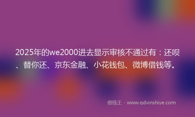 2025年的we2000进去显示审核不通过有：还呗、替你还、京东金融、小花钱包、微博借钱等。