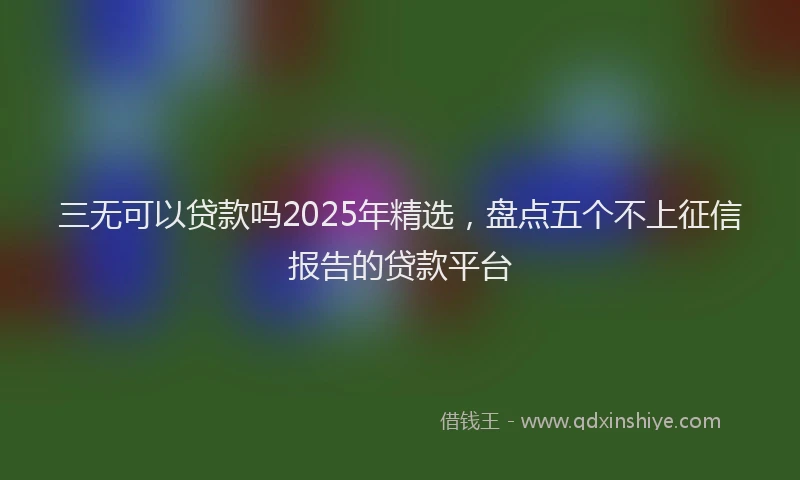 三无可以贷款吗2025年精选，盘点五个不上征信报告的贷款平台