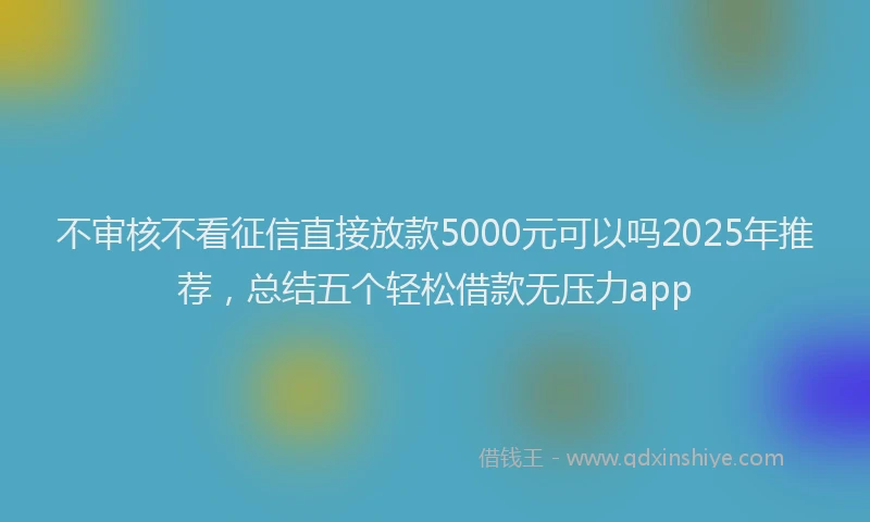 不审核不看征信直接放款5000元可以吗2025年推荐，总结五个轻松借款无压力app