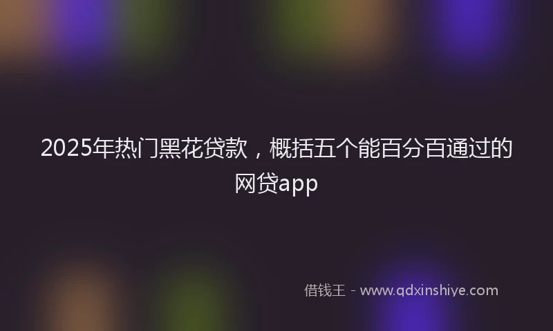 2025年热门黑花贷款，概括五个能百分百通过的网贷app