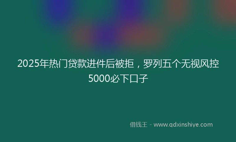 2025年热门贷款进件后被拒，罗列五个无视风控5000必下口子