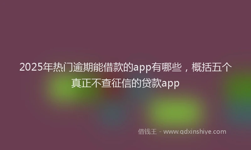 2025年热门逾期能借款的app有哪些，概括五个真正不查征信的贷款app