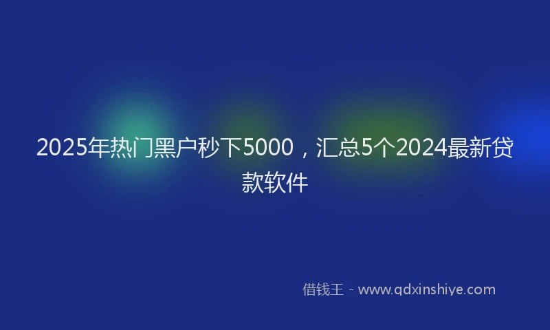 2025年热门黑户秒下5000，汇总5个2024最新贷款软件
