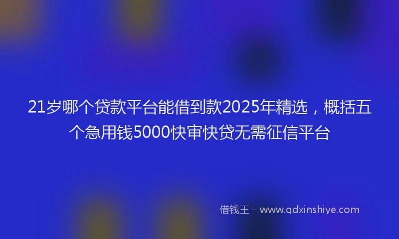 21岁哪个贷款平台能借到款2025年精选，概括五个急用钱5000快审快贷无需征信平台