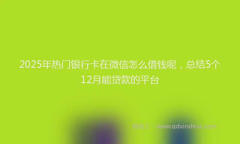 2025年热门银行卡在微信怎么借钱呢，总结5个12月能贷款的平台