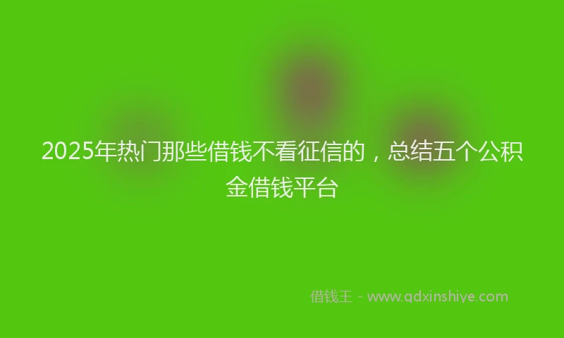 2025年热门那些借钱不看征信的，总结五个公积金借钱平台
