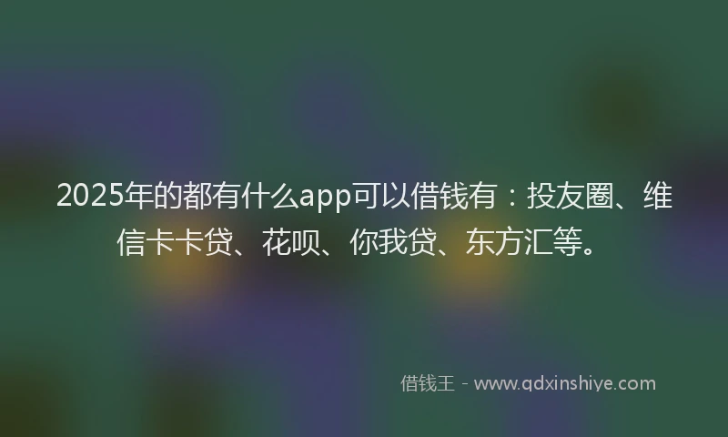 2025年的都有什么app可以借钱有：投友圈、维信卡卡贷、花呗、你我贷、东方汇等。