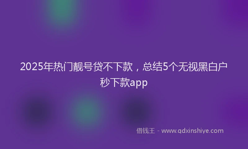 2025年热门靓号贷不下款，总结5个无视黑白户秒下款app