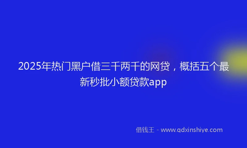 2025年热门黑户借三千两千的网贷，概括五个最新秒批小额贷款app