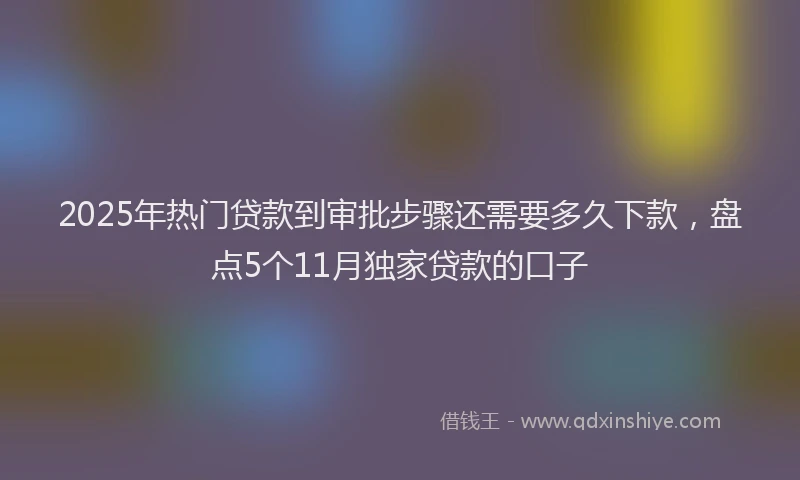2025年热门贷款到审批步骤还需要多久下款，盘点5个11月独家贷款的口子
