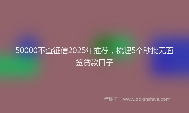 50000不查征信2025年推荐，梳理5个秒批无面签贷款口子