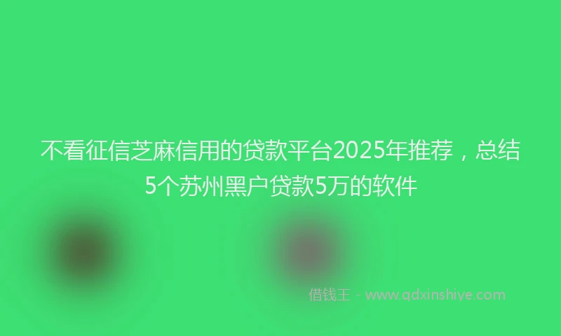 不看征信芝麻信用的贷款平台2025年推荐，总结5个苏州黑户贷款5万的软件