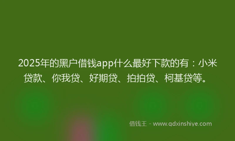 2025年的黑户借钱app什么最好下款的有：小米贷款、你我贷、好期贷、拍拍贷、柯基贷等。