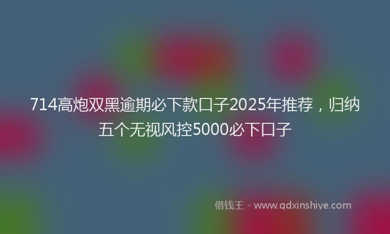 714高炮双黑逾期必下款口子2025年推荐，归纳五个无视风控5000必下口子