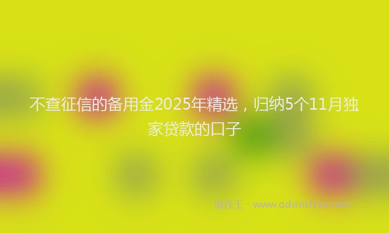 不查征信的备用金2025年精选，归纳5个11月独家贷款的口子