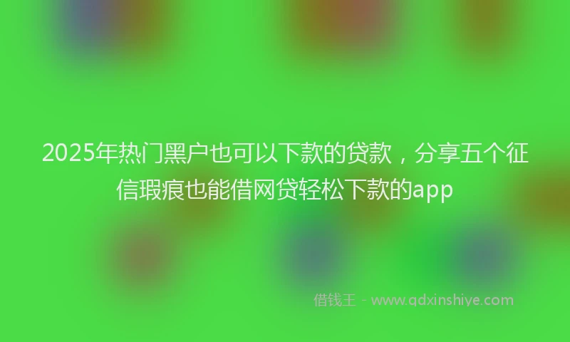 2025年热门黑户也可以下款的贷款，分享五个征信瑕疵也能借网贷轻松下款的app
