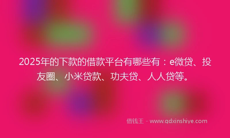 2025年的下款的借款平台有哪些有：e微贷、投友圈、小米贷款、功夫贷、人人贷等。