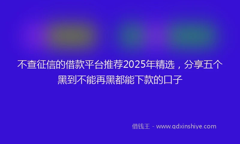 不查征信的借款平台推荐2025年精选，分享五个黑到不能再黑都能下款的口子