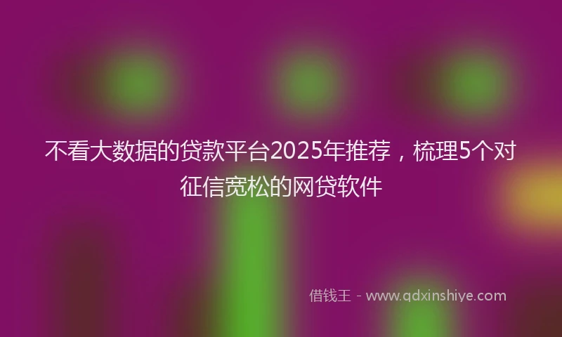 不看大数据的贷款平台2025年推荐，梳理5个对征信宽松的网贷软件
