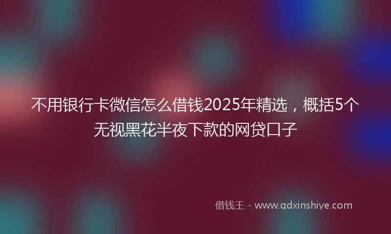 不用银行卡微信怎么借钱2025年精选，概括5个无视黑花半夜下款的网贷口子