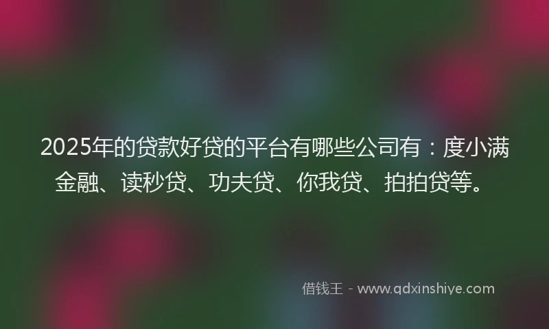2025年的贷款好贷的平台有哪些公司有：度小满金融、读秒贷、功夫贷、你我贷、拍拍贷等。