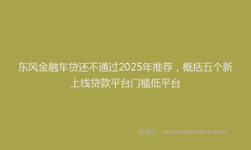 东风金融车贷还不通过2025年推荐，概括五个新上线贷款平台门槛低平台