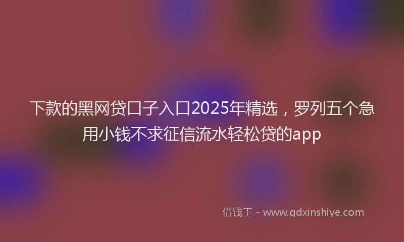 下款的黑网贷口子入口2025年精选，罗列五个急用小钱不求征信流水轻松贷的app