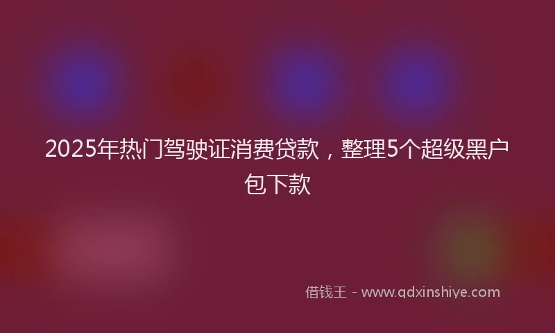 2025年热门驾驶证消费贷款，整理5个超级黑户包下款