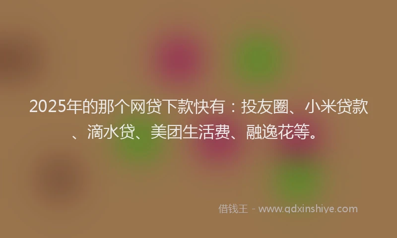 2025年的那个网贷下款快有：投友圈、小米贷款、滴水贷、美团生活费、融逸花等。