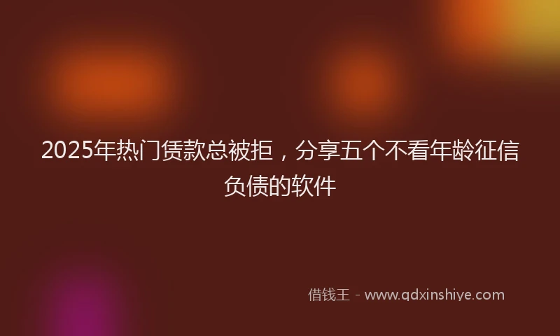2025年热门赁款总被拒，分享五个不看年龄征信负债的软件