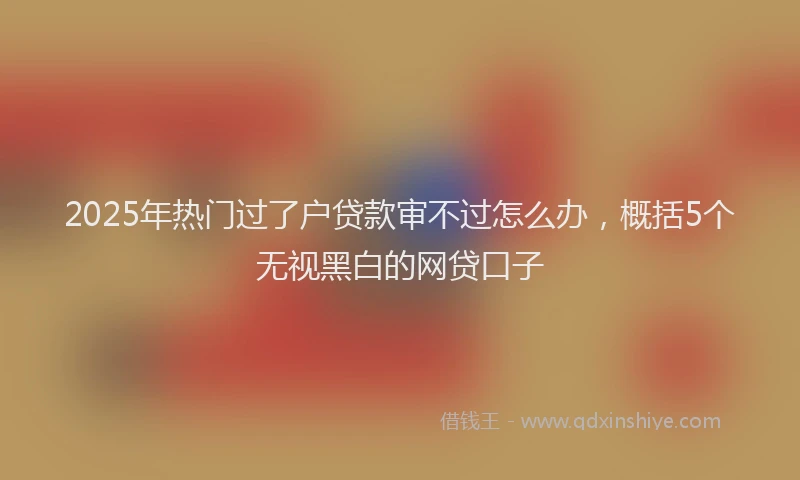 2025年热门过了户贷款审不过怎么办，概括5个无视黑白的网贷口子