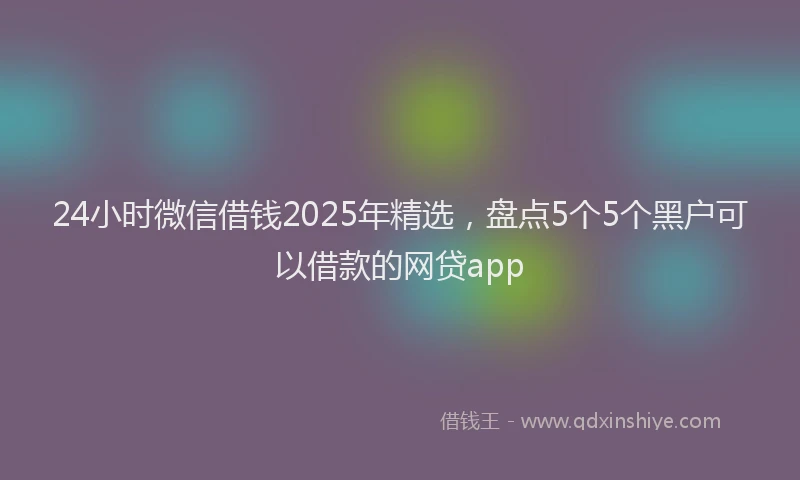 24小时微信借钱2025年精选，盘点5个5个黑户可以借款的网贷app