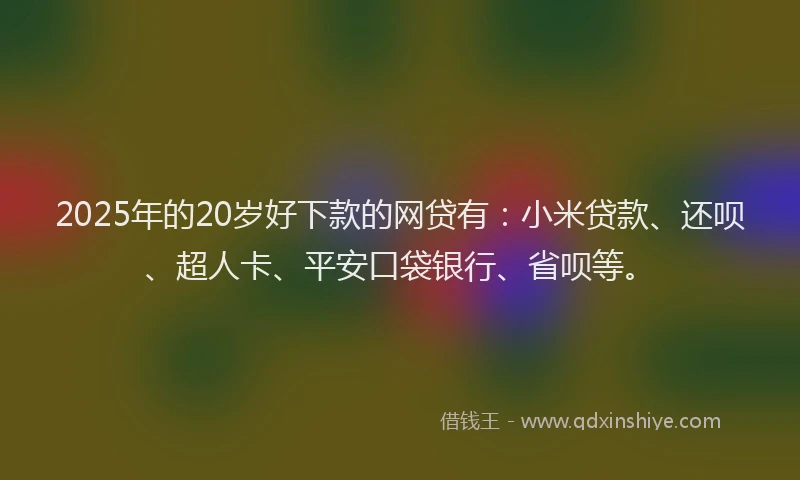 2025年的20岁好下款的网贷有：小米贷款、还呗、超人卡、平安口袋银行、省呗等。