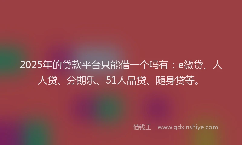 2025年的贷款平台只能借一个吗有：e微贷、人人贷、分期乐、51人品贷、随身贷等。