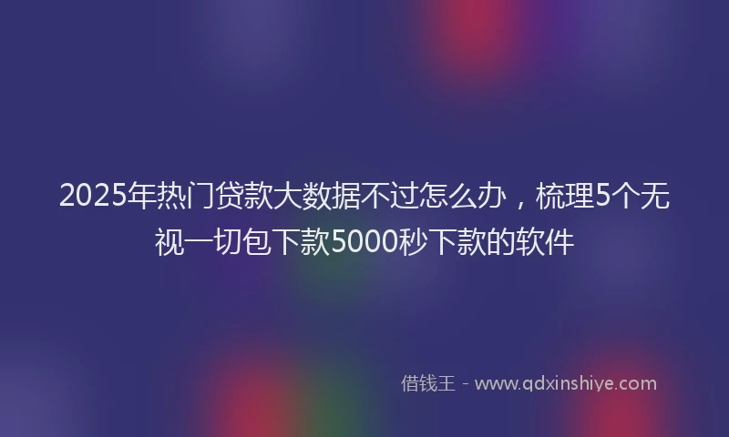 2025年热门贷款大数据不过怎么办，梳理5个无视一切包下款5000秒下款的软件