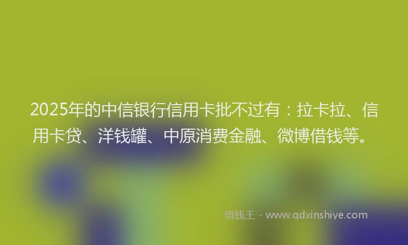 2025年的中信银行信用卡批不过有：拉卡拉、信用卡贷、洋钱罐、中原消费金融、微博借钱等。
