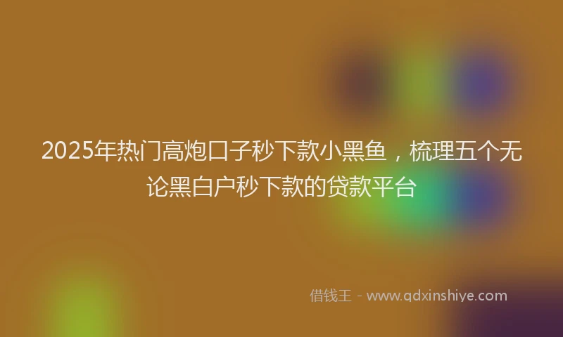 2025年热门高炮口子秒下款小黑鱼，梳理五个无论黑白户秒下款的贷款平台