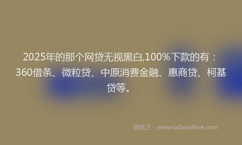 2025年的那个网贷无视黑白,100%下款的有：360借条、微粒贷、中原消费金融、惠商贷、柯基贷等。