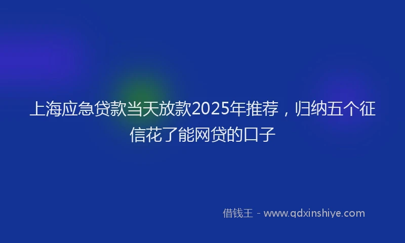 上海应急贷款当天放款2025年推荐，归纳五个征信花了能网贷的口子