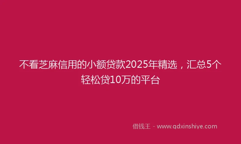 不看芝麻信用的小额贷款2025年精选，汇总5个轻松贷10万的平台