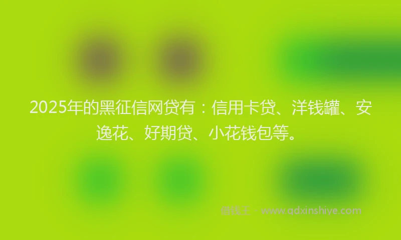 2025年的黑征信网贷有：信用卡贷、洋钱罐、安逸花、好期贷、小花钱包等。
