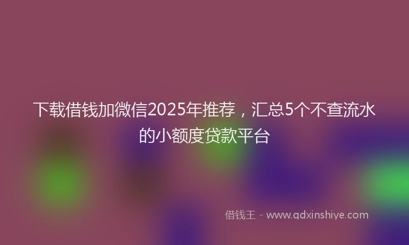 下载借钱加微信2025年推荐，汇总5个不查流水的小额度贷款平台