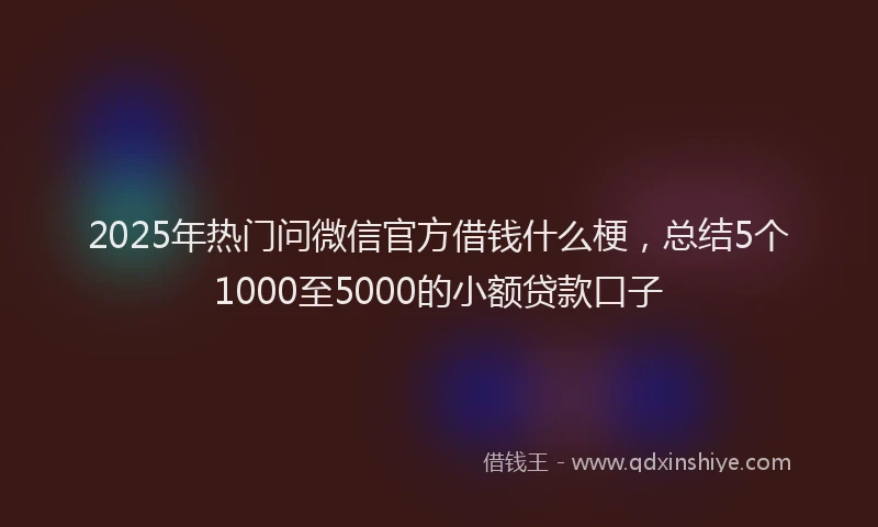2025年热门问微信官方借钱什么梗，总结5个1000至5000的小额贷款口子