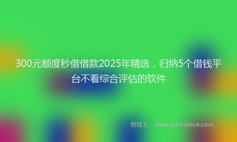 300元额度秒借借款2025年精选，归纳5个借钱平台不看综合评估的软件